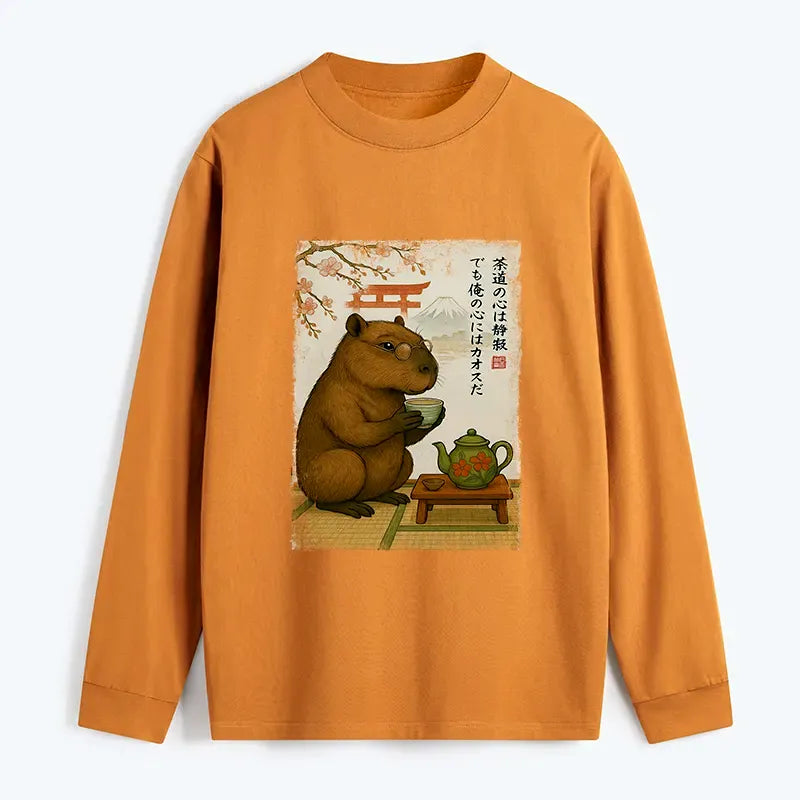 Kyoto-Lion Tea Time With a Capybara Classic Long Sleeve T-Shirt