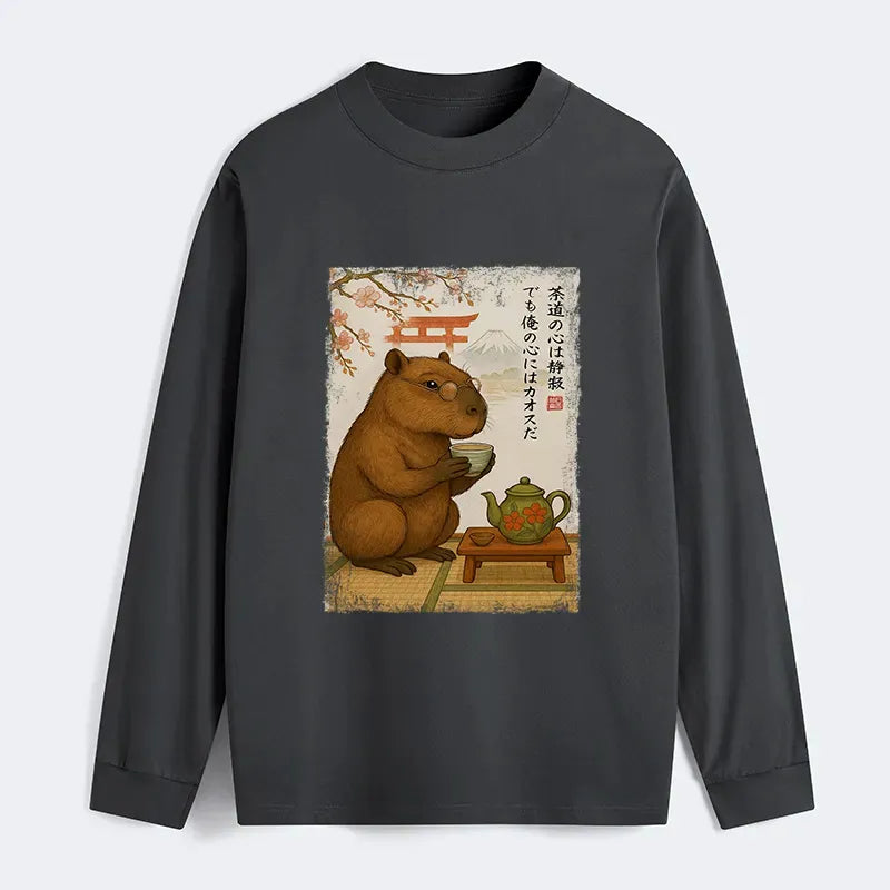 Kyoto-Lion Tea Time With a Capybara Classic Long Sleeve T-Shirt