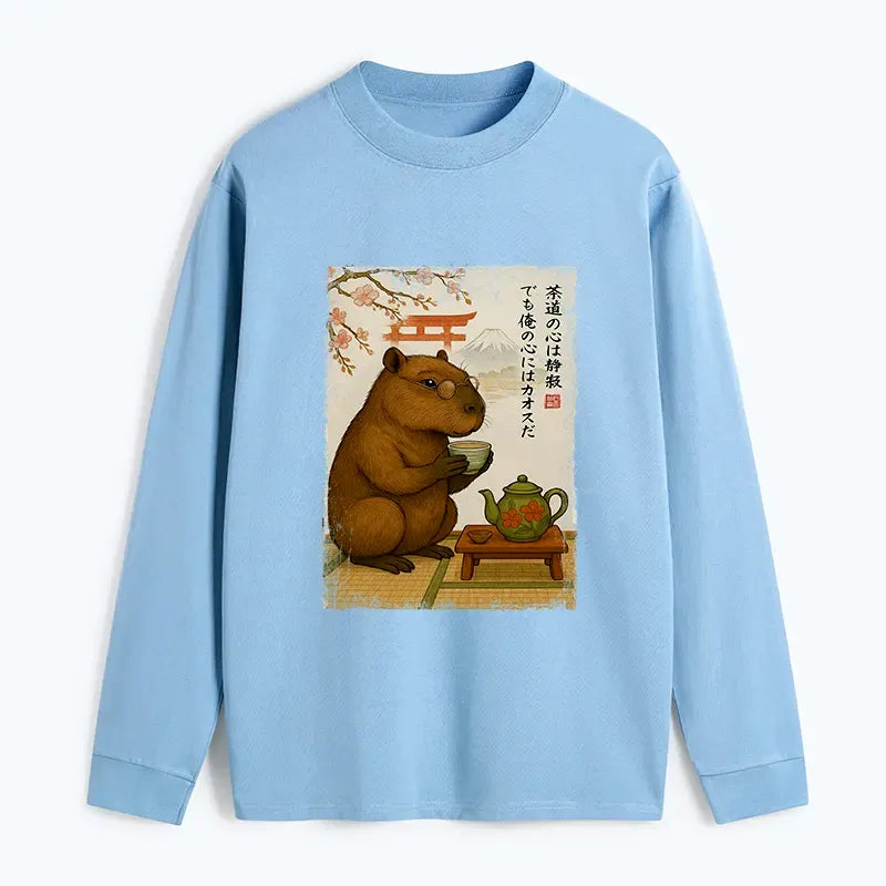 Kyoto-Lion Tea Time With a Capybara Classic Long Sleeve T-Shirt