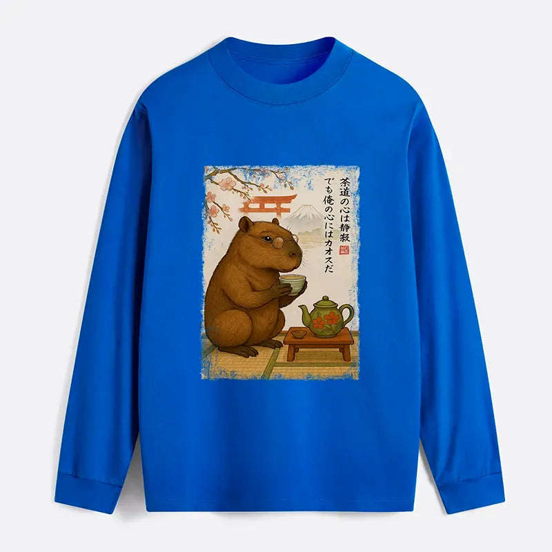 Japanese Capybara Long Sleeve T-Shirt for Daily Wear