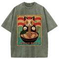 retro cat eating ramen t-shirt