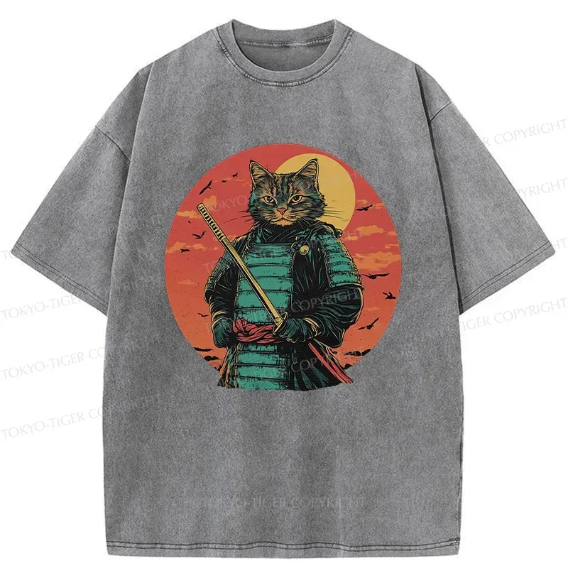Washed Japanese Cat T-Shirt Best Seller