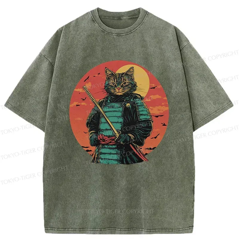 Washed Japanese Cat T-Shirt Best Seller