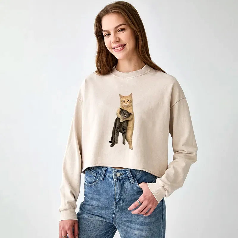 Vintage cat sweatshirt for streetwear
