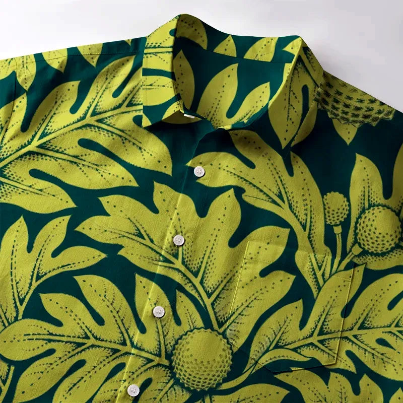 japanese botanical button up shirt for vacation