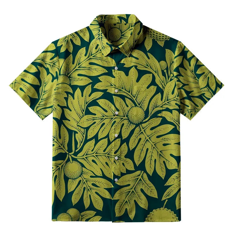 japanese botanical button up shirt for vacation