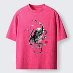 Kyoto-Lion Traditional Japanese Octopus Painting Washed T-Shirt