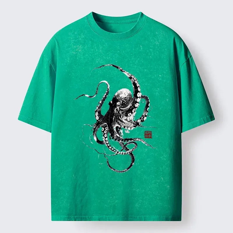 Japanese octopus t-shirt free shipping