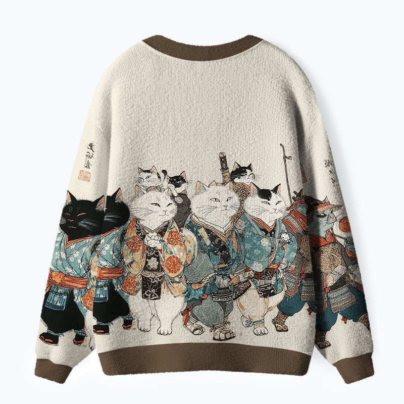Japanese Samurai Cat Cardigan Gift Idea