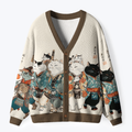 Japanese Samurai Cat Cardigan Gift Idea