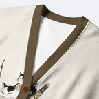 Kyoto-Lion Samurai Cats Assemble Ugly Cardigan Sweater