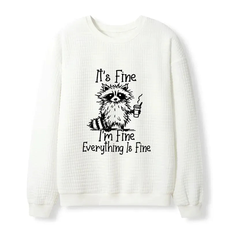 Kyoto-Lion Raccoon Fine Meme Waffle Sweatshirt