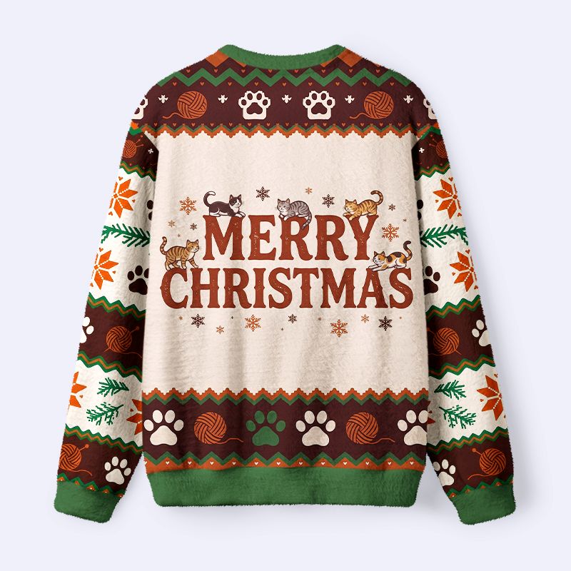 Kyoto-Lion Cats For Everybody Santa Cat Fuzzy Christmas Ugly Sweatshirt