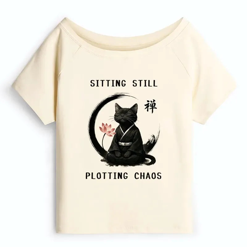 japanese vintage cat shirt for women