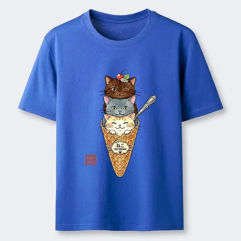 Japanese cat ice cream cone t-shirt