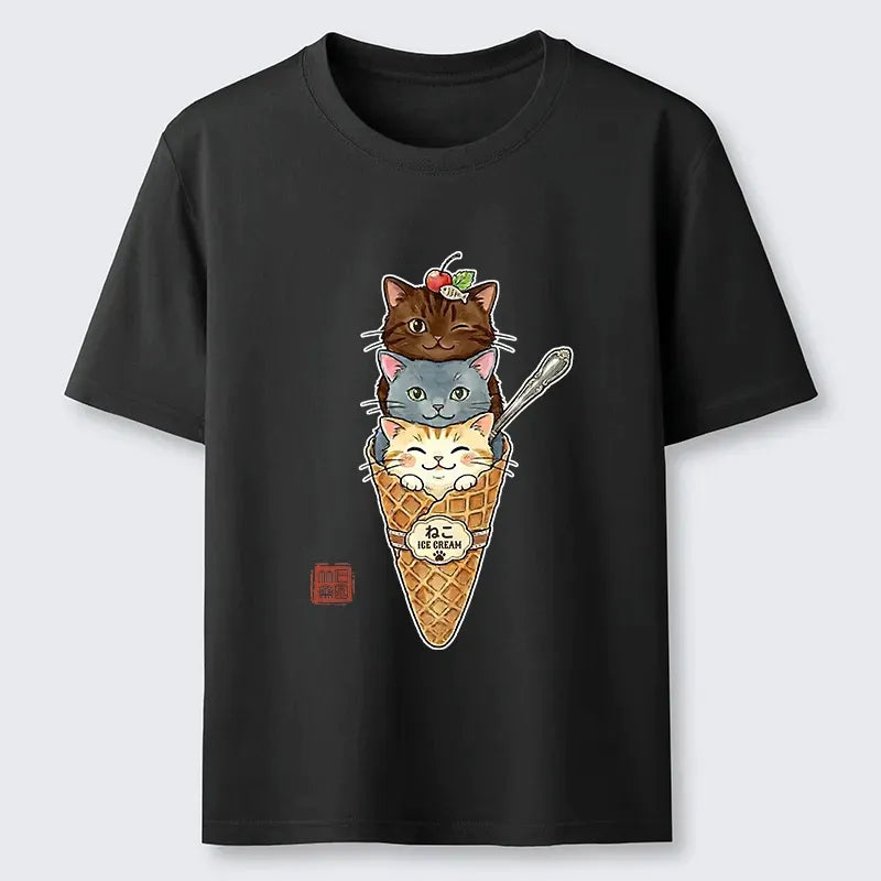 Japanese cat ice cream cone t-shirt