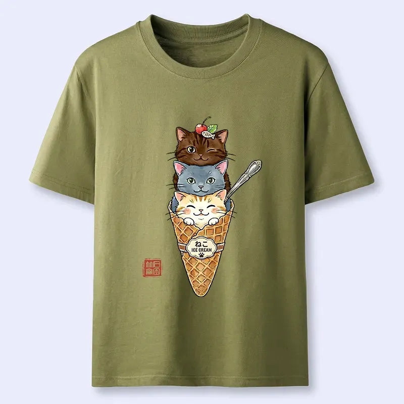 Japanese cat ice cream cone t-shirt