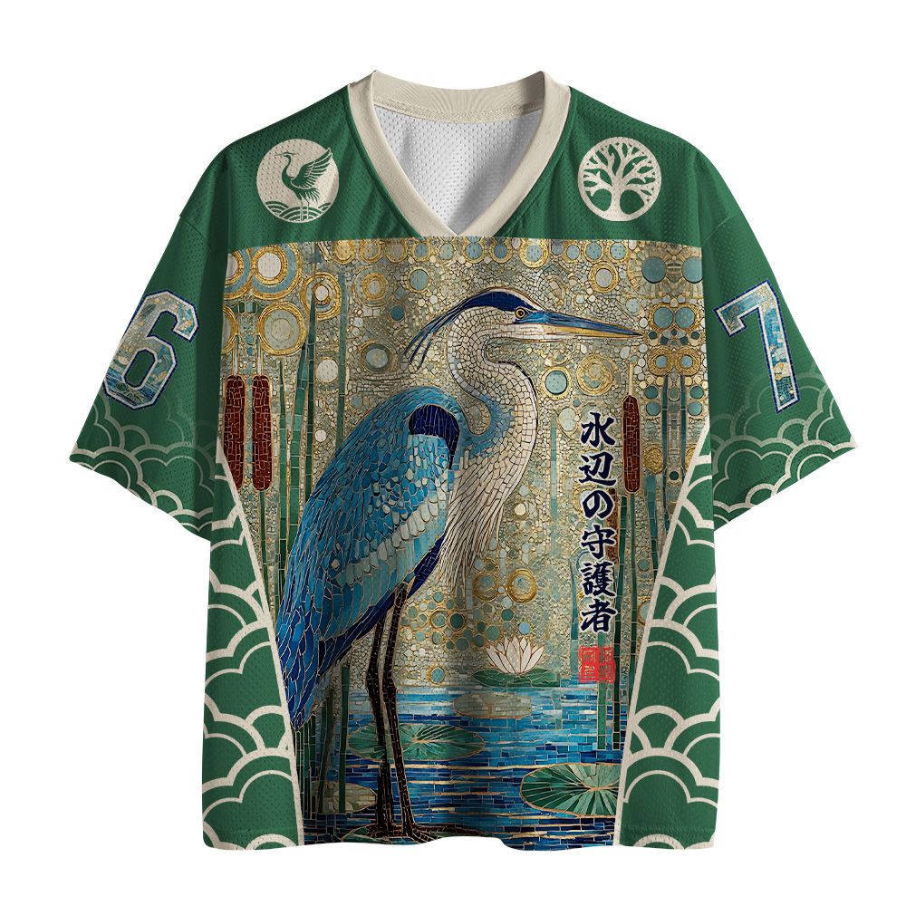Kyoto-Lion Japanese Pond Auspicious Bird Mesh Jersey