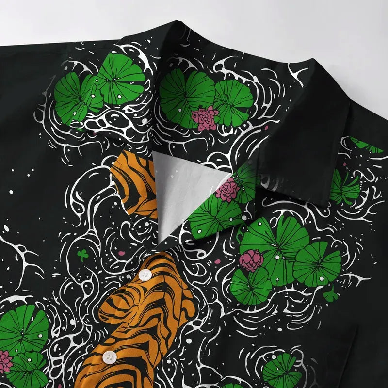 Japanese Tiger Aloha Shirt for Summer
