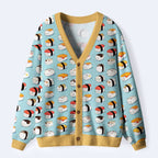 Kyoto-Lion Funny Cat Sushi Ugly Cardigan Sweater