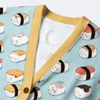 Kyoto-Lion Funny Cat Sushi Ugly Cardigan Sweater