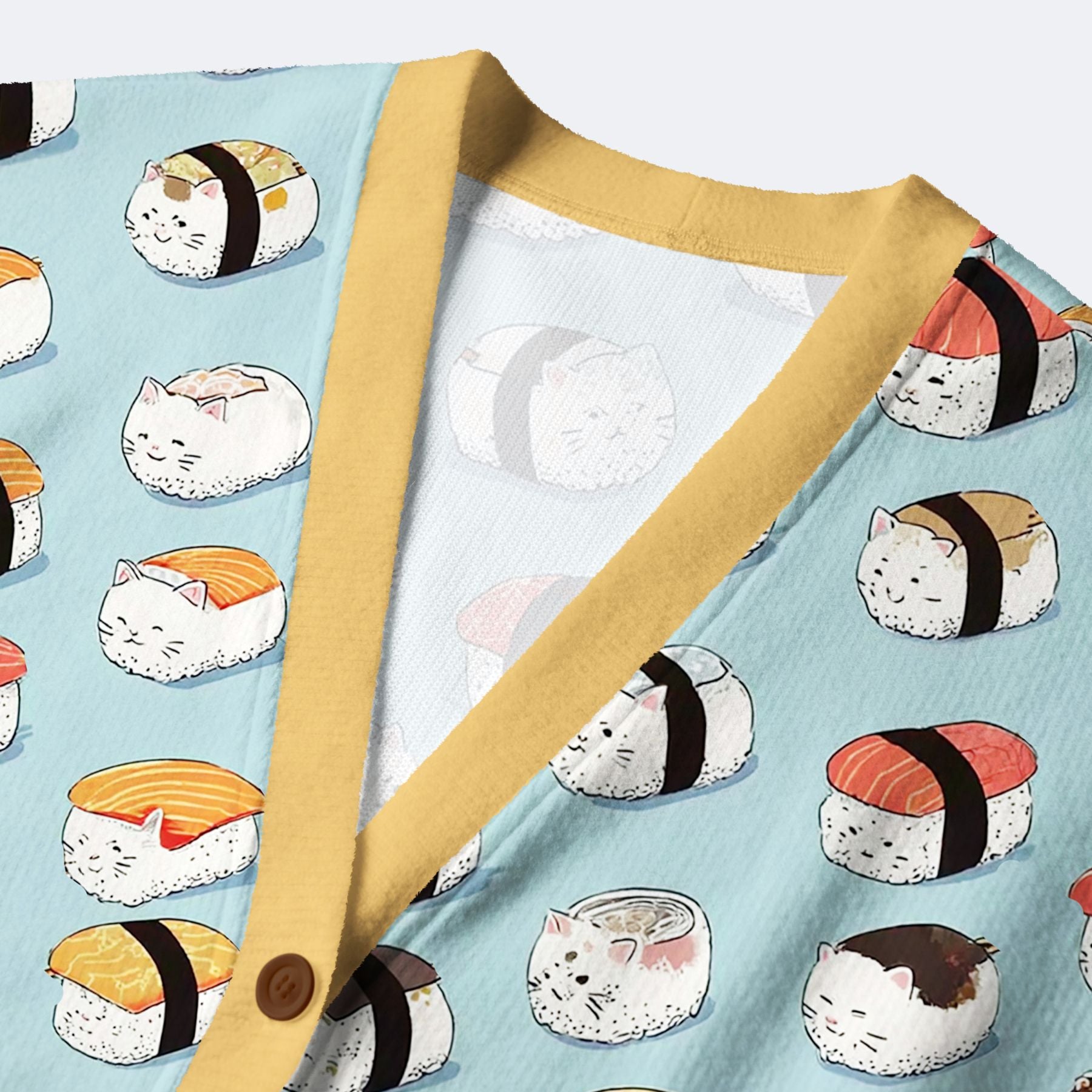Kyoto-Lion Funny Cat Sushi Ugly Cardigan Sweater