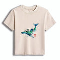 Kyoto-Lion Whale Ink Painting Landscape Women's Washed T-shirt