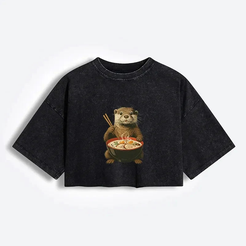 Retro Japanese Streetwear Crop Top