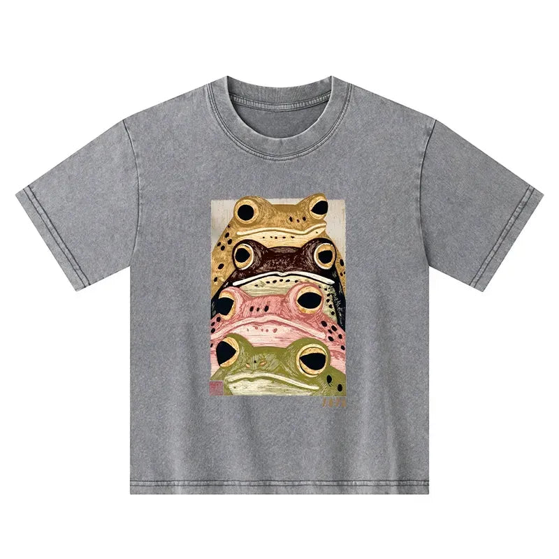 Whimsical Multi Colored Frog T-Shirt for Kids