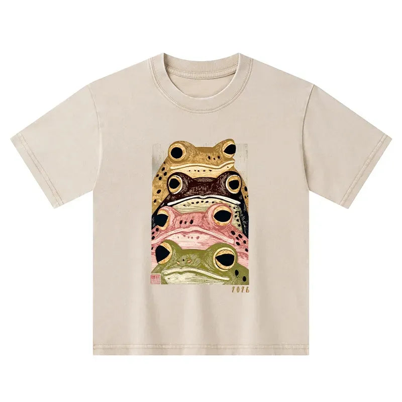 Washed Frog Art T-Shirt for Everyday Wear