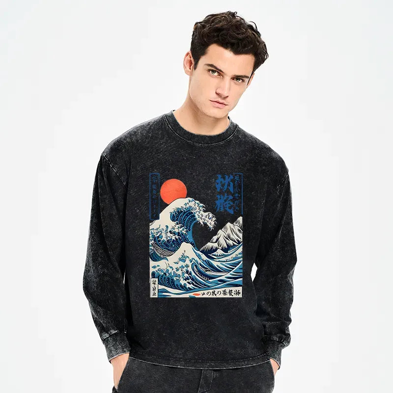 Washed Japanese Streetwear Top
