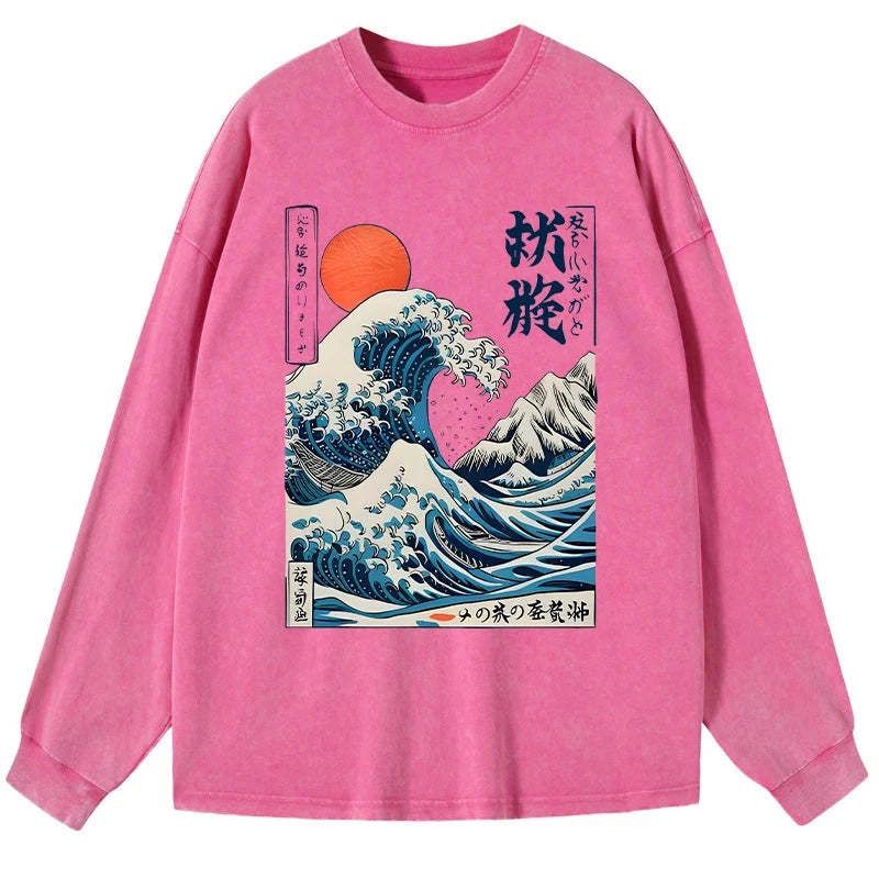 Washed Japanese Streetwear Top