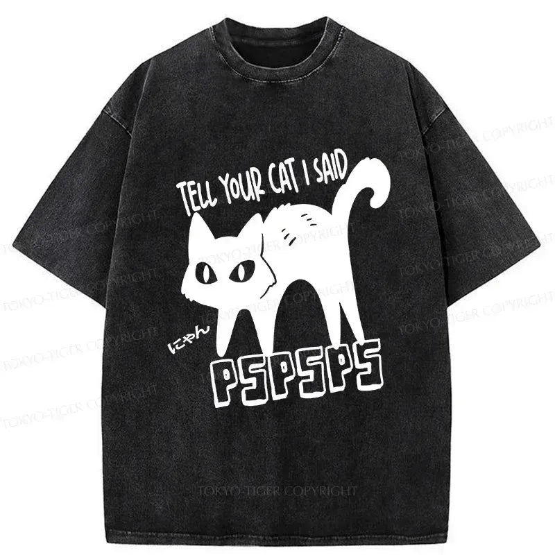 Kyoto-Lion Attract Cats Washed T-Shirt