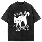 Kyoto-Lion Attract Cats Washed T-Shirt