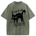 Kyoto-Lion Attract Cats Washed T-Shirt