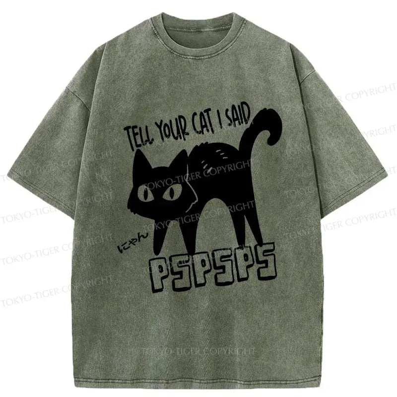 Kyoto-Lion Attract Cats Washed T-Shirt