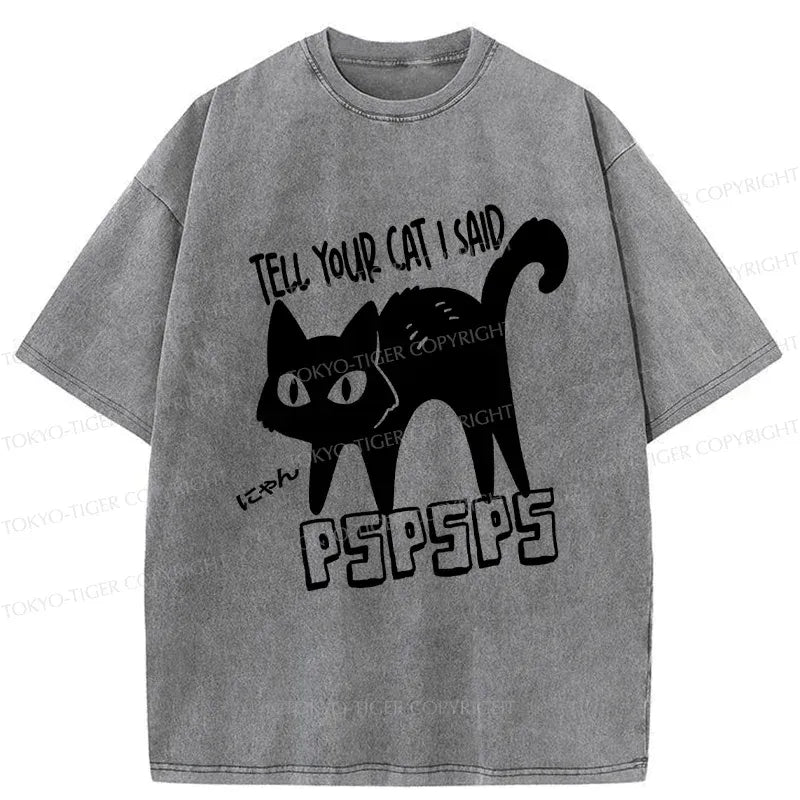 Kyoto-Lion Attract Cats Washed T-Shirt