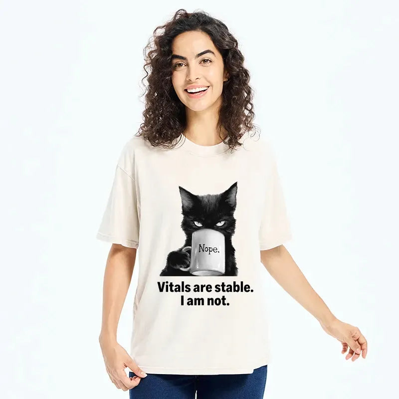Funny Black Cat Coffee T-Shirt for Summer