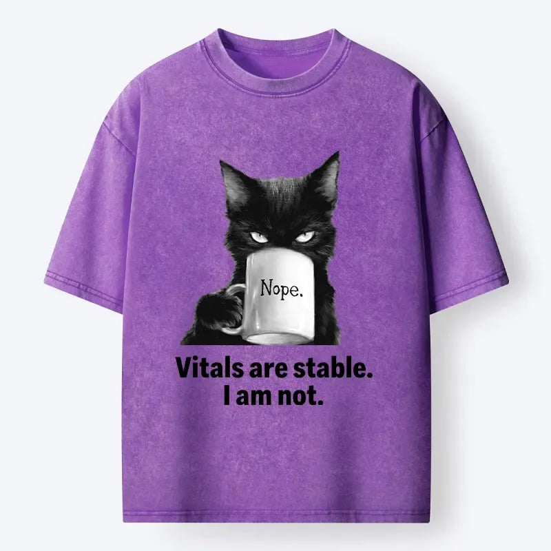 Funny Black Cat Coffee T-Shirt for Summer