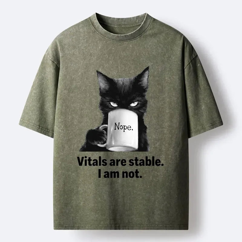 Funny Black Cat Coffee T-Shirt for Summer