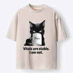 Funny Black Cat Coffee T-Shirt for Summer