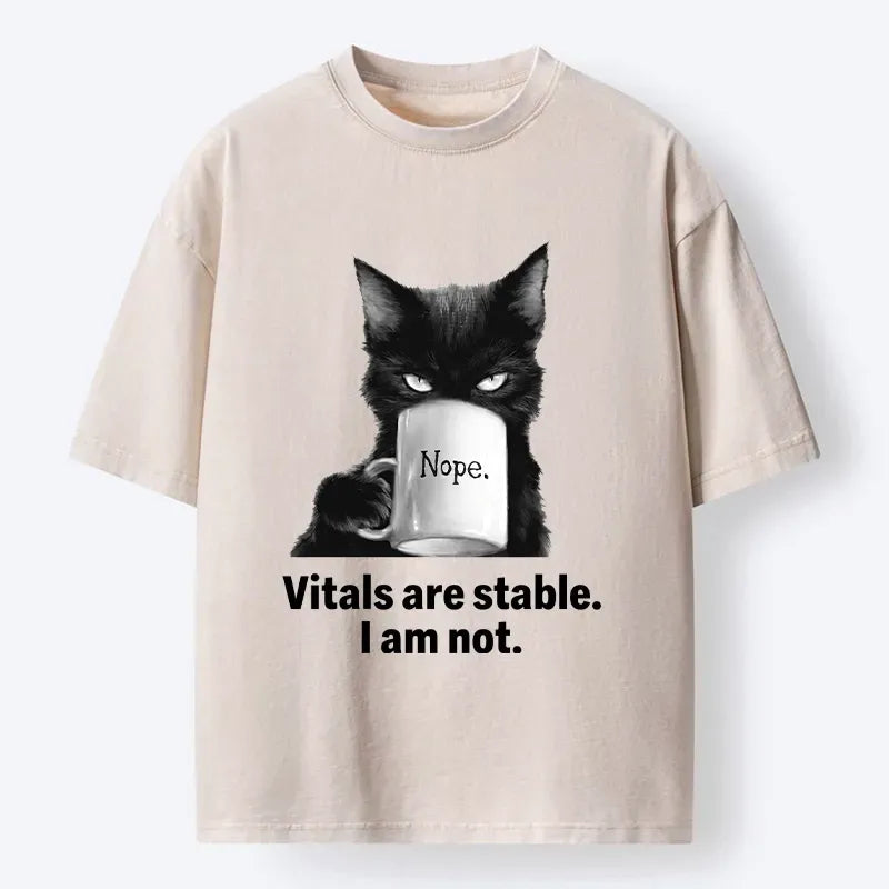 Funny Black Cat Coffee T-Shirt for Summer
