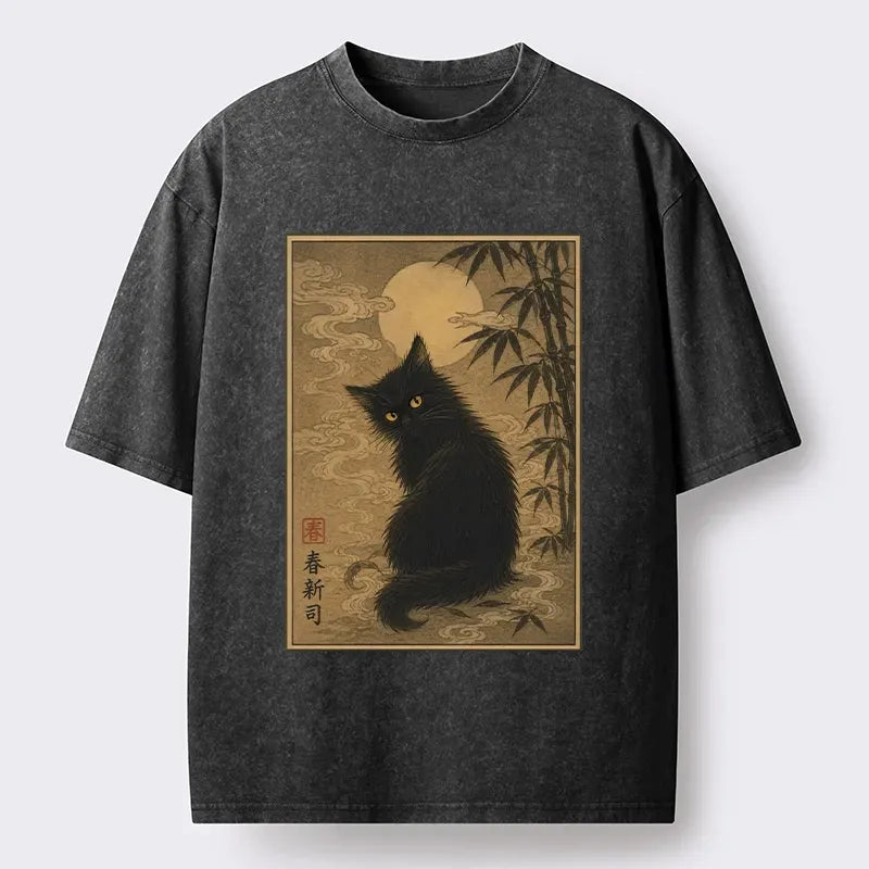 Vintage moon cat t-shirt for daily wear