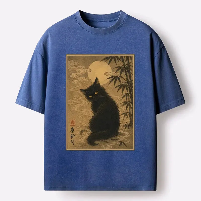 Vintage moon cat t-shirt for daily wear