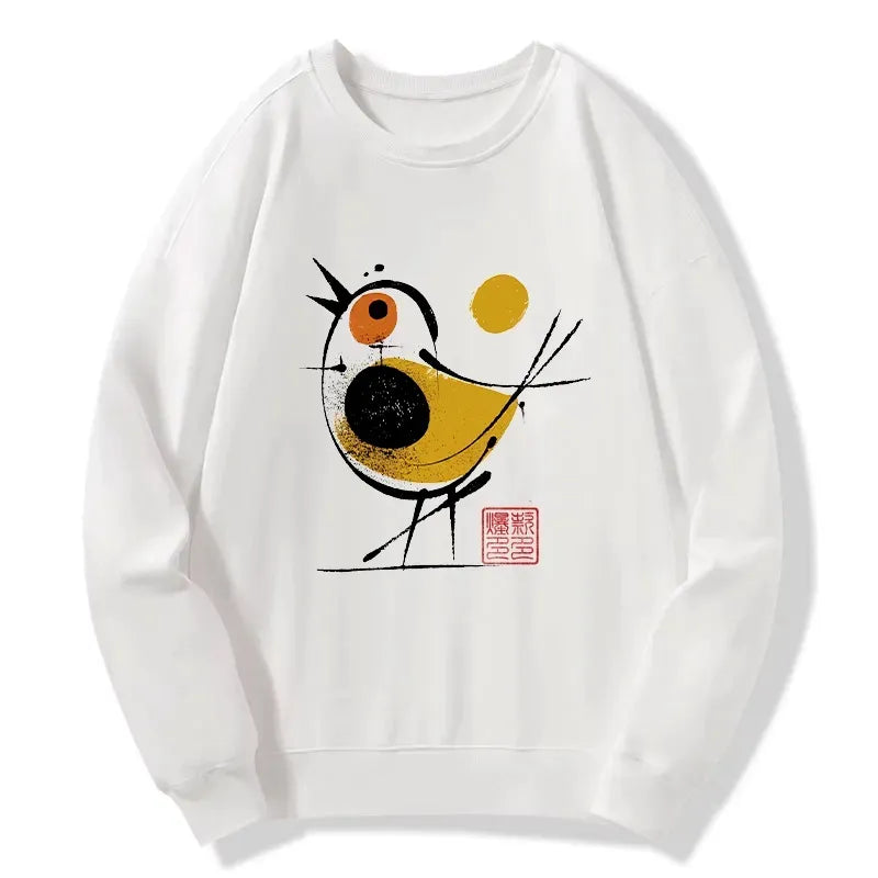 Kyoto-Lion Aesthetic Yellow And Black Bird Classic Sweatshirt