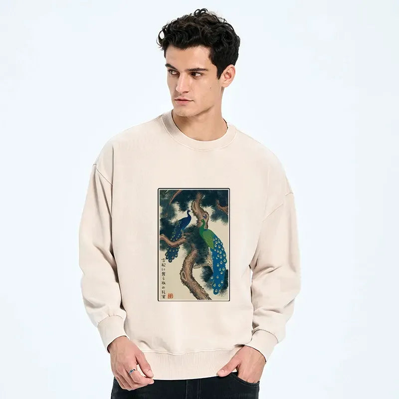 Washed Sweatshirt with Snowy Pines Design