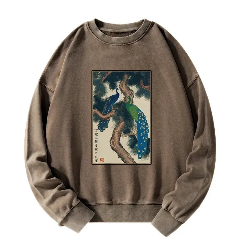 Washed Sweatshirt with Snowy Pines Design