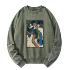 Kyoto-Lion Peacocks in Snowy Pines Washed Sweatshirt