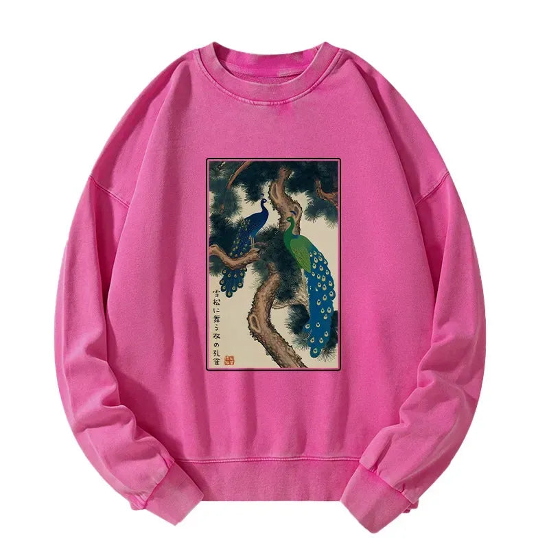 Japanese Peacock Sweatshirt for Daily Wear