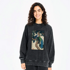 Kyoto-Lion Peacocks in Snowy Pines Washed Sweatshirt